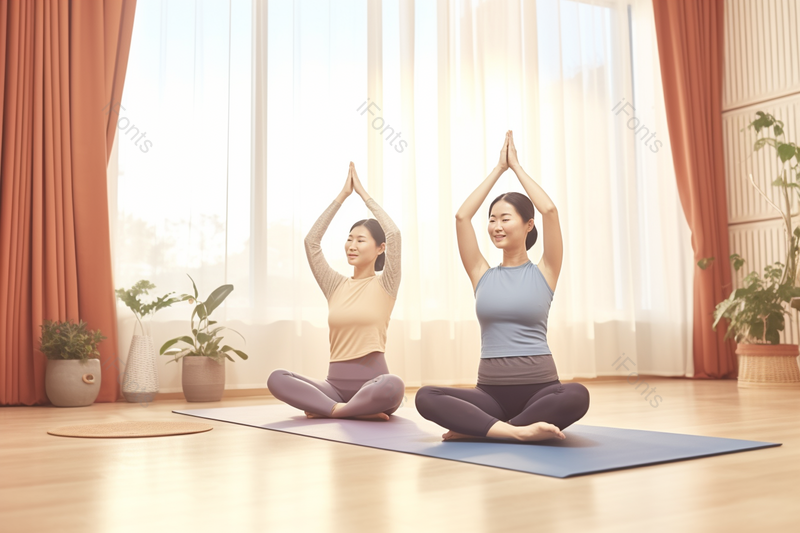 侧面女性室内瑜伽运动健身热身养生实拍摄影,高清,摄影图,摄影图片,图片大全,摄影图免费下载